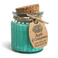 Sojawachskerze in Glas mit Korkdeckel "Apfel & Zimt"