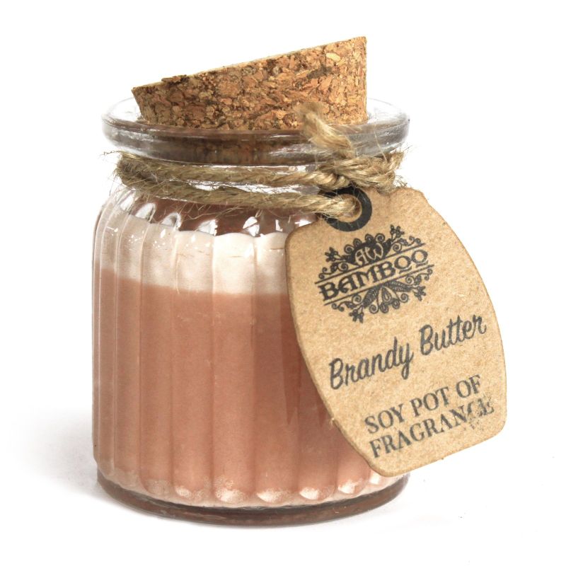 Sojawachskerze in Glas mit Korkdeckel "Brandy Butter"
