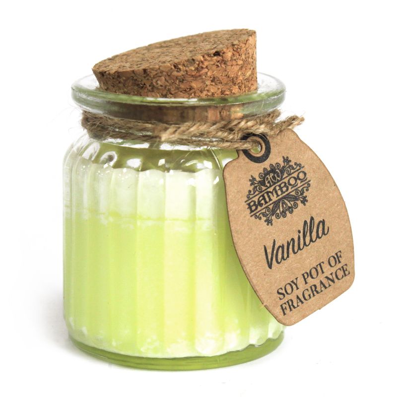 Sojawachskerze in Glas mit Korkdeckel "Vanille"