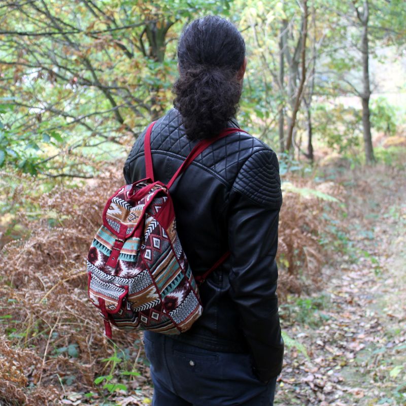 Jacquard-Rucksack braun