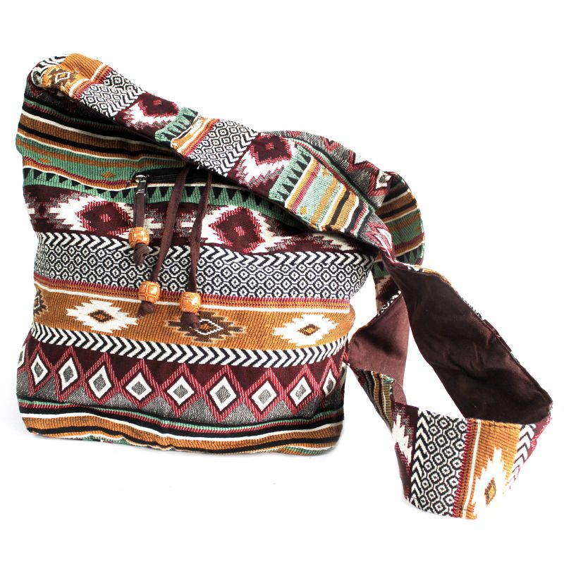 Jacquard-Umhängetasche (groß) braun