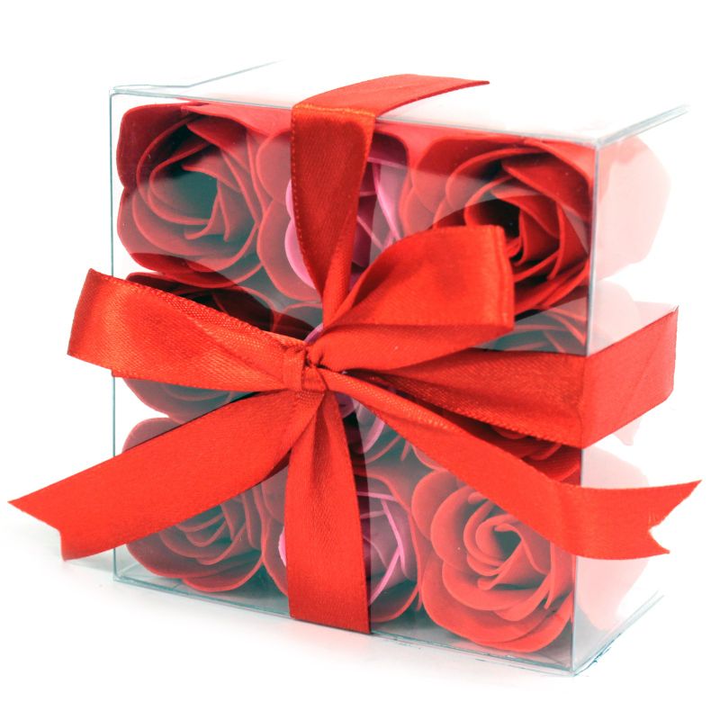 9 Seifenrosen in Geschenkbox - Rot