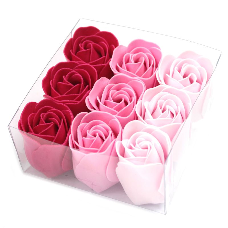 9 Seifenrosen in Geschenkbox - Rosa