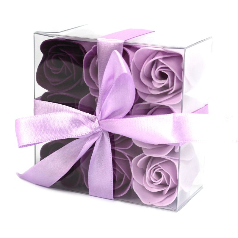 9 Seifenrosen in Geschenkbox - Lavendel