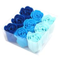 9 Seifenrosen in Geschenkbox - Blau