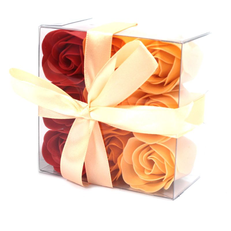 9 Seifenrosen in Geschenkbox - Pfirsich