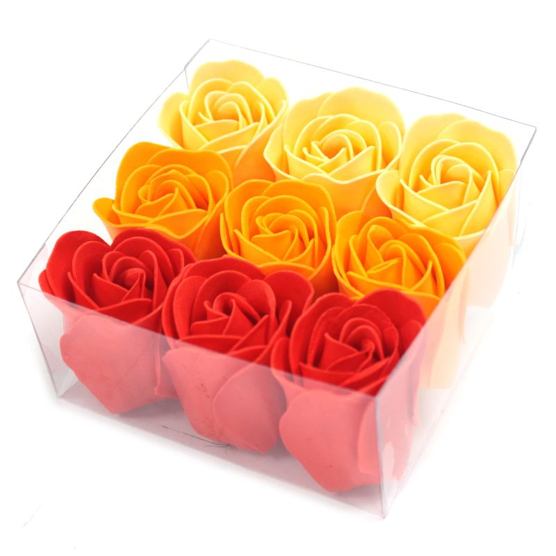 9 Seifenrosen in Geschenkbox - Pfirsich