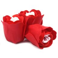 3 Seifenrosen in Herzbox - Rot