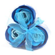 3 Seifenrosen in Herzbox - Lavendel