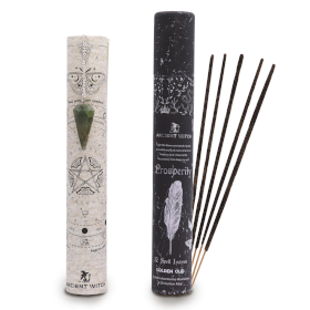 4x Antike Hexenröhre mit Zaubersprüchen – Weihrauch für Wohlstand – Aventurin-Pendel