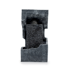 Grandioses Wasserspiel – 24 x 22 x 48 cm – Farbwechselnde Kristallkugel im Felsen