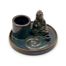 Mehrzweck-Buddha-Räucherteller – Keramik, Blau