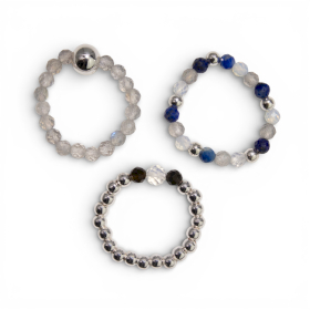 3x Nymphen-Geist-Edelsteinring-Set – Nordlichter