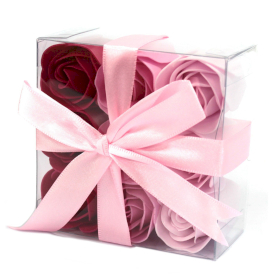 3x 9 Seifenrosen in Geschenkbox - Rosa