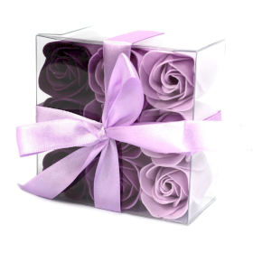3x 9 Seifenrosen in Geschenkbox - Lavendel