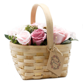 Großes Bouquet in Weidenkorb - rosa