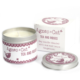 6x Kerze in Zinndose  - Tee und Rose