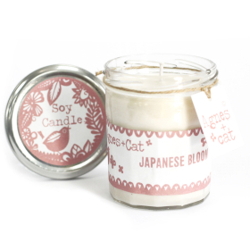 6x Kerze in Marmeladenglas - Japanische Blüten