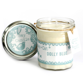 6x Kerze in Marmeladenglas - Dolly Blue