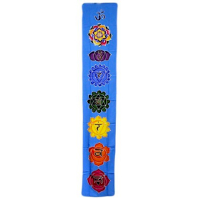 Batikwandtücher aus Bali Chakra-Banner - Himmelsblau 183x35cm