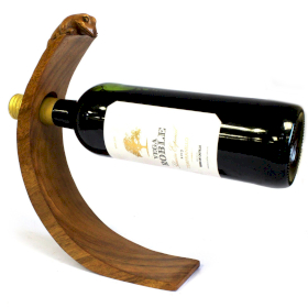 Holz Weinflaschenhalter - Gecko