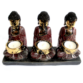 Antike Buddha Kerzenhalter - Drei Gläubige