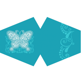 Wiederverwendbare Schutzmaske - Hellblau mit Schmetterlingen  (Erwachsene)