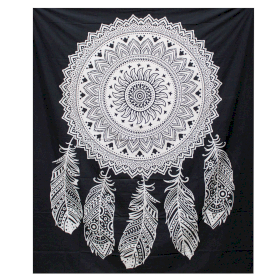 B&W Doppelte Tagesdecke aus Baumwolle / Wandbehang - Dreamcatcher