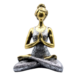 Yoga Lady Figur -  Bronze & Silver 24cm