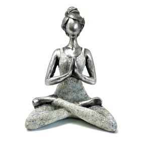 Yoga Lady Figur -  Silver & Weiß 24cm