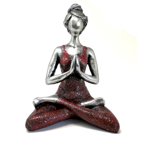 Yoga Lady Figur -  Silver & Bordeaux 24cm