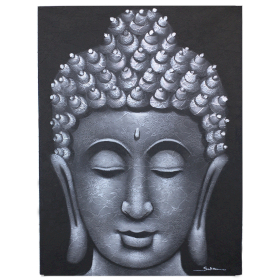 Buddha Gemälde - Grau - Brokatdetail
