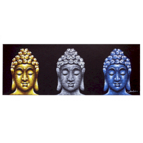 Buddha Gemälde - Drei Köpfe - Schwarz