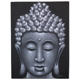 Buddha Gemälde -  Grau - Sand-Finish