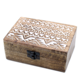 2x Holzbox weissgewaschen - 6x4 Slawisches Design