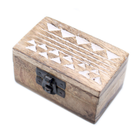 10x Holzbox weissgewaschen - 3x1.5 Pillendose Aztekisches Design