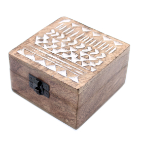 2x Holzbox weissgewaschen - 4x4 Aztekisches Design