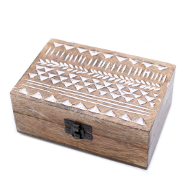2x Holzbox weissgewaschen - 6x4 Aztekisches Design