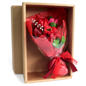 Seifenblumenbouquet in Schachtel - rot