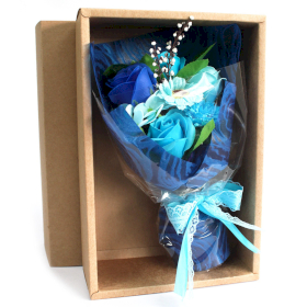 Seifenblumenbouquet in Schachtel - blau