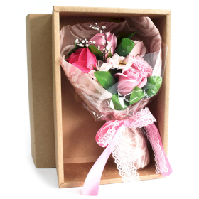 Seifenblumenbouquet in Schachtel - rosa
