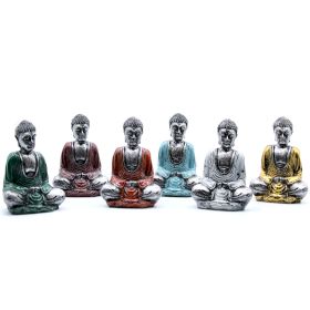 6x Silbener Mini-Buddha(Gemischte Farben)