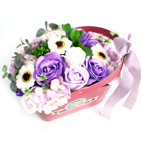 Seifenblumenbouquet in Korb - lila