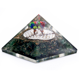 Orgonite Pyramide \'Flower of Life\' grün - 70 mm