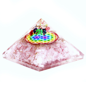 Orgonite Pyramide \'Rainbow Flower of Life\' 70 mm