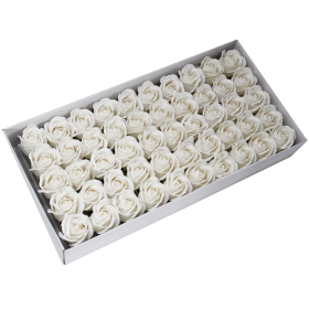 50x DIY Seifenblumen - mittelgroße Rose - Weiß