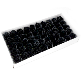 50x DIY Seifenblumen - mittelgroße Rose - Schwarz