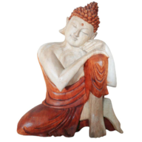 Handgeschnitzter Buddha - 25cm Denkend