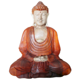 Handgeschnitzter Buddha - 30cm Hände im Schoß
