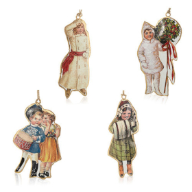 12x Zinn Christbaumanhänger - Dickens Kinder (4 Designs)